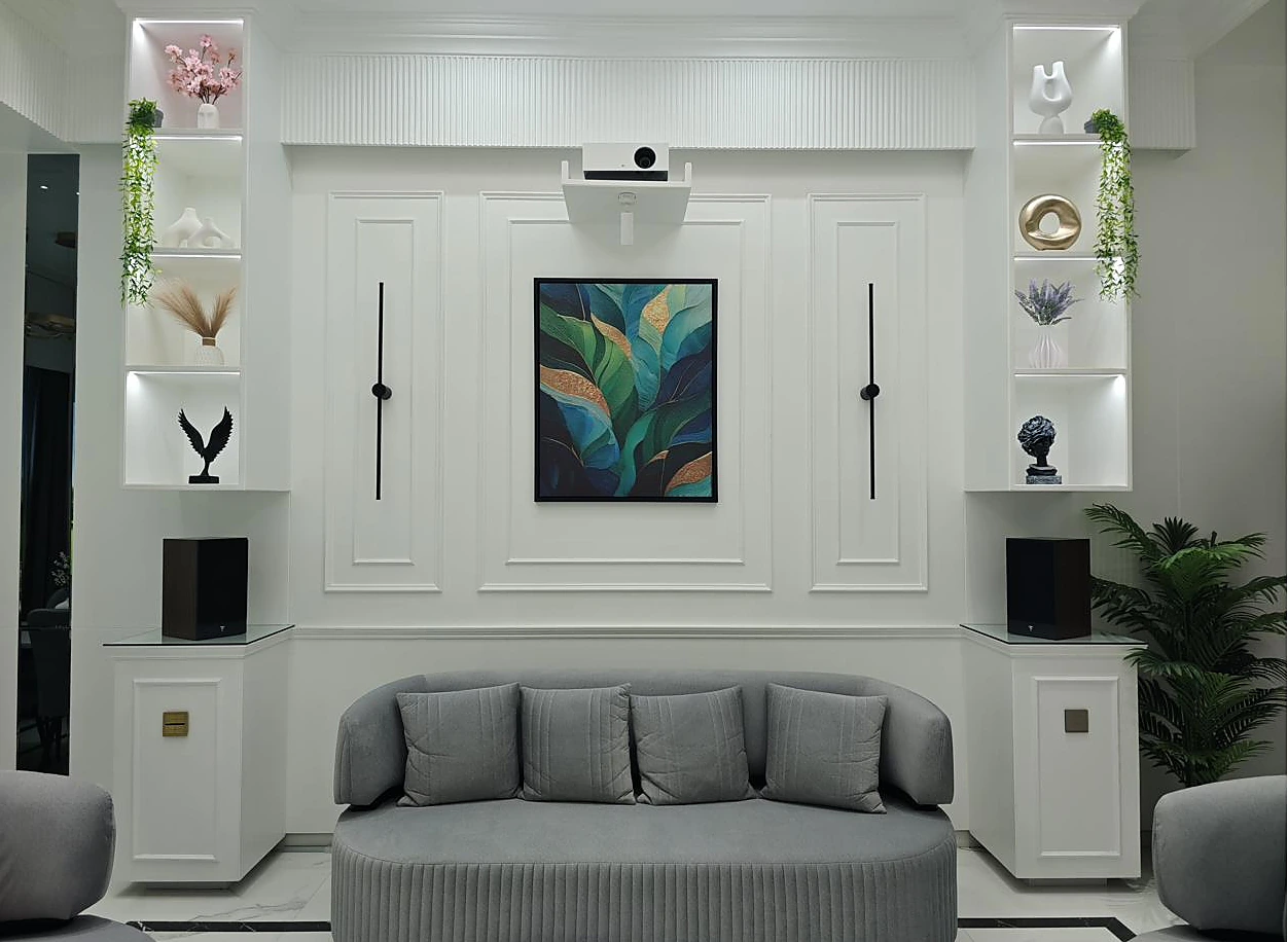 Flush-mounted keypads and concealed niche lighting at the Experience Centre