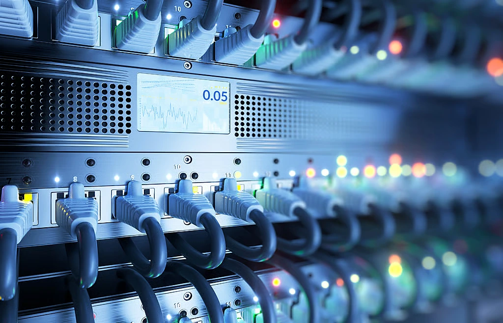Structured network rack with patch panel, switching and cable management
